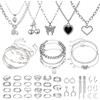 JSTHHTT 45 Pezzi Set di Gioielli per Donna Accessori, Gioielli Donna Offerta, Argento Parure Gioielli per Donna, Bigiotteria Donna, per Donne Ragazze Uso Quotidiano e Occasioni Festive Gioielli
