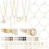 HTTDSLF 54 Pezzi Oro Parure Gioielli per Donna, Parure Gioielli Donna Set di Gioielli Oro, Orecchini a Cerchio Chunky, Collana e Bracciale Accessori Pacchetto