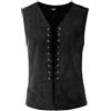 OBEEII Gilet nero similpelle x Costume Cosplay uomo pirata vichingo medievale steampunk