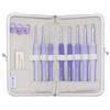 Tulip Etimo Murasaki Set di Uncinetti - 8 Uncinetti in Alluminio con Impugnatura Morbida (2.00-6.00mm), Manico Ergonomico, Aghi da Lana e Marcapunti, Viola - 1 Set