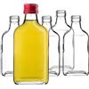 KADAX Flachmann 200ml, 10 pezzi, piccole bottiglie di vetro con tappo a vite, flaconcini, bottiglie vuote da riempire, mini bottiglie per liquori, bottiglie per grappa (Rosso)