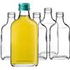 KADAX Flachmann 200ml, 10 pezzi, piccole bottiglie di vetro con tappo a vite, flaconcini, bottiglie vuote da riempire, mini bottiglie per liquori, per grappa (Verde)