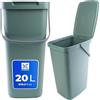 KADAX - 20 Litri - Pattumiera con Coperchio e Maniglia, in plastica, per la Raccolta dei rifiuti, Rettangolare, con Coperchio a Cerniera - Verde