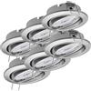Oktaplex lighting 6 faretti da incasso ottaplex, dimmerabili, dijon, orientabili, modulo LED Nizza, 4,9 W, 4000 K, 230 V, 370 lm, luce bianca neutra, 110°, in acciaio inox spazzolato, dimensione foro 68 mm