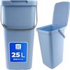 KADAX - 25 l - Pattumiera con Coperchio e Manico, in plastica, per la Raccolta dei rifiuti, Rettangolare, con Coperchio Ribaltabile - Blu