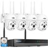 Hiseeu 5MP Kit Videosorveglianza Senza fili PTZ WiFi Esterno, 5MP NVR con 1TB HDD e 4X5MP PTZ Telecamera IP,Visione Notturna a Colori, Rilevamento del Movimento, Audio Bidirezionale,Remoto Vista