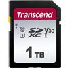 Transcend Scheda di memoria SDXC da 1 TB ad alta velocità (per fotocamere digitali, immagini e video; autoradio) classe 10, UHS-I U3, classe di velocità video V30 per 4K Ultra HD TS1TSDC300S