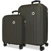 Roll Road Menorca Set di Bagagli Antracite 46x65x24 cm Rigido ABS Lucchetto a Combinazione Integrato 91L 6.05kg 4 Doppie Ruote Estensibile Bagaglio a Mano