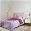 Italian Bed Linen Parure Copripiumino NO STIRO FANTASY - prodotto in Italia - Set Copripiumino - Letto Piazza e Mezza, Microfibra - Sacco 200x200 cm + Patella e Federa 50x80 cm - Soffioni