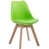 CLP Sedia Visitatore Borneo In Polipropilene E Similpelle I Sedia Pranzo Design Imbottita I Sedia Attesa Scandinava, Colore:verde, Colore del telaio:natura