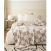 REPRECONF ZASTION REPRECONF Ultra Soft Cozy Buffalo Checkerboard Grid Fluffy Microfiber Knitted Throw Blanket Lightweight Fleece Checkered Blanket for Sofa Bed Travel Cream 51X63