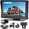 Hikity Telecamere Retromarcia Digitale Telecamere Kit 7 Pollicia Monitor Schermi con Rilevamento Radar/Visione Notturna/Linee Assistenza alla Retromarcia Tutti Modelli Veicoli