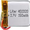 Liter energy battery Batteria 402020 LiPo 3.7V 150mAh 0.555Wh 1S 5C Liter Energy Battery per l'elettronica Ricaricabile Telefono Portatile Smartwatch Orologio GPS - Non adatto per Radiocomando 22x20x4mm (150mAh|402020)