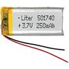Liter energy battery Batteria 501740 LiPo 3.7V 250mAh 0.925Wh 1S 5C Liter Energy Battery per l'elettronica Ricaricabile Telefono Portatile Smartwatch Orologio GPS - Non adatto per Radiocomando 42x17x5mm (250mAh|501740)