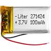 Liter energy battery Batteria 271424 LiPo 3.7V 100mAh 0.37Wh 1S 5C Liter Energy Battery per l'elettronica Ricaricabile Telefono Portatile Video Luce LED GPS - Non adatto per Radiocomando 26x14x3mm (100mAh|271424)