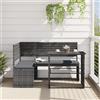 Vidaxl Divano da Giardino con Tavolo e Cuscini a L Grigio Polyrattan