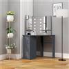 Vidaxl Tavolino da Trucco Angolare con LED Grigio 111x54x141,5 cm