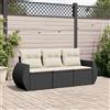 Vidaxl Set Divani da Giardino 3 pz con Cuscini in Polyrattan Nero