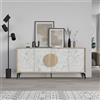 EffeZeta Madia Gora 180 cm struttura colore rovere con ante carrara effetto marmo bianco