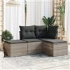 Vidaxl Set Divano da Giardino 4pz con Cuscini Grigio Chiaro Polyrattan