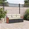 Vidaxl Set Divani da Giardino 3 pz con Cuscini in Polyrattan Nero
