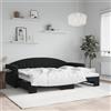 Vidaxl Divano Letto con Letto Estraibile Nero 80x200 cm in Velluto