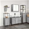 Vidaxl Set di mobili per il bagno con porta 3 pcs Grigio sonoma e Nero