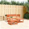 Vidaxl Set Divani da Giardino 3 pz Marrone Cera Legno Massello Pino