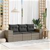 Vidaxl Set Divani da Giardino 3 pz con Cuscini Grigio in Polyrattan