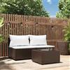 Vidaxl Set Mobili da Giardino 3 pz con Cuscini in Polyrattan Marrone
