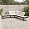 Vidaxl Divano da Giardino con Cuscini a L Nero in Polyrattan e Acacia