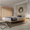 EffeZeta Letto matrimoniale Livia con dettaglio testiera in rattan colore rovere