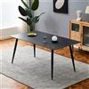 EffeZeta Tavolo Mila 140x80 top ceramica effetto marmo nero opaco