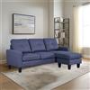 EffeZeta Divano 3 posti Giulivo blu con chaise longue componibile