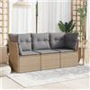 Vidaxl Set Divano da Giardino 3 pz con Cuscini Beige in Polyrattan