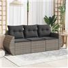 Vidaxl Set Divani da Giardino 3 pz con Cuscini Grigio in Polyrattan