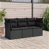 Vidaxl Set Divani da Giardino 3 pz con Cuscini in Polyrattan Nero