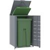 Vidaxl Copribidone con Ruote Bidone Singolo Grigio 69x79x117cm Acciaio