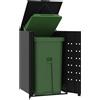 Vidaxl Copribidone con Ruote per Bidone Singolo Nero 69x79x117 Acciaio