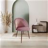 EffeZeta Sedia Despina in tessuto colore rosa e gambe in metallo oro rosa set 4 pezzi