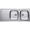 EffeZeta Lavello incasso cucina MP1162SX acciaio116x50 cm due vasche e gocciolatoio sinistro