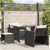 Vidaxl Set Divani da Giardino 4 pz con Cuscini Nero in Polyrattan