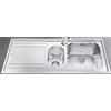 EffeZeta Lavello Smeg LE102S2 inox 1 + 1/2 vasca con gocciolatoio sinistro 100x50 cm.
