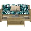 Vidaxl Set Divani da Giardino 3 pz in Legno Impregnato di Pino