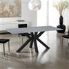 EffeZeta Tavolo Germany 180x90 piano ceramica effetto marmo grigio opaco e gambe nere