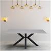 EffeZeta Tavolo Solid 180x90 piano ceramica effetto marmo bianco lucido e gambe nere