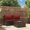 Vidaxl Set Mobili da Giardino 3 pz con Cuscini in Polyrattan Marrone