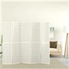 Vidaxl Divisorio Pieghevole 5 Pannelli Stile Giapponese 200x170 Bianco