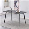 EffeZeta Tavolo fisso Kilo 140x80 cm. con piano in ceramica effetto marmo nero con venature oro opaco e gambe nere