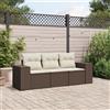 Vidaxl Set Divano da Giardino 3 pz con Cuscini Marrone in Polyrattan